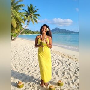 Sunshine Yellow Spaghetti Strap Maxi Dress Size M